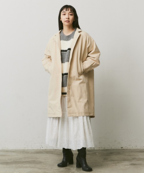 Libra Cue（リブラ キュー）の「中綿ミドルコート（チェスターコート・レディース・ブラック/ベージュ/アイボリー・FREE）」の12枚目の写真