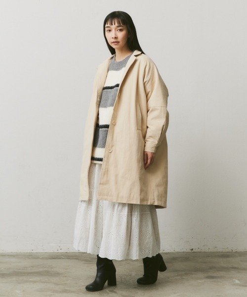 Libra Cue（リブラ キュー）の「中綿ミドルコート（チェスターコート・レディース・ブラック/ベージュ/アイボリー・FREE）」の11枚目の写真