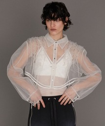 PRANK PROJECT | 【24SPRING PRE ORDER】フリルチュールショートシャツ / Ruffled Tulle Short Shirt(シャツ/ブラウス)