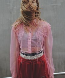 PRANK PROJECT | 【24SPRING PRE ORDER】フリルチュールショートシャツ / Ruffled Tulle Short Shirt(シャツ/ブラウス)