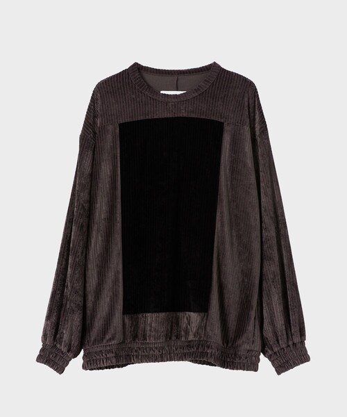 SHAREEF(シャリーフ)の「STRIP VELOR SWITCHING PO(Tシャツ/カットソー・メンズ・ブラック/グレー系その他・1/2)」の2枚目の写真