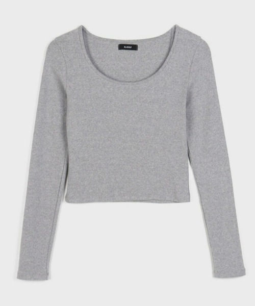 BLACKUP（ブラックアップ）の「[MADE] エディルUネックセミクロップ長袖Tシャツ（Tシャツ/カットソー・レディース・ブラック/グレー/ホワイト・FREE）」の18枚目の写真