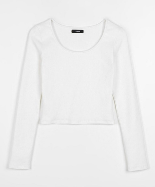 BLACKUP（ブラックアップ）の「[MADE] エディルUネックセミクロップ長袖Tシャツ（Tシャツ/カットソー・レディース・ブラック/グレー/ホワイト・FREE）」の16枚目の写真