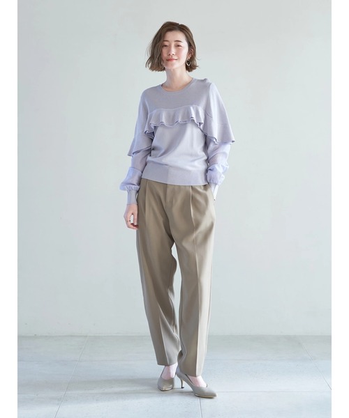 YECCA VECCA（イェッカヴェッカ）の「ベルテッドテーパードパンツ（その他パンツ・レディース・ダークベージュ/ネイビー/アイボリー・S/M）」の13枚目の写真