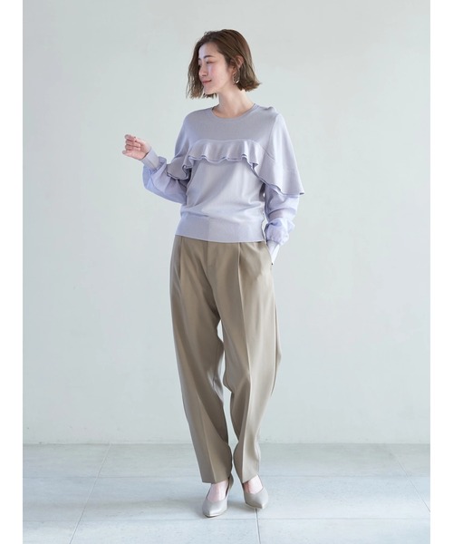 YECCA VECCA（イェッカヴェッカ）の「ベルテッドテーパードパンツ（その他パンツ・レディース・ダークベージュ/ネイビー/アイボリー・S/M）」の14枚目の写真