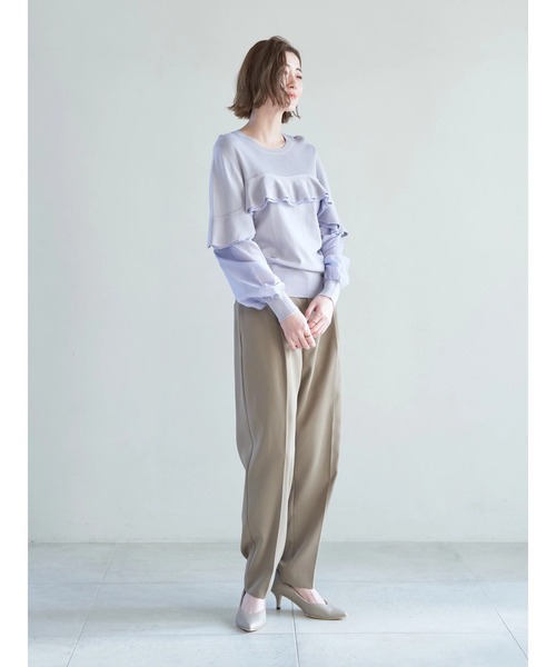 YECCA VECCA（イェッカヴェッカ）の「ベルテッドテーパードパンツ（その他パンツ・レディース・ダークベージュ/ネイビー/アイボリー・S/M）」の15枚目の写真