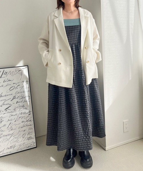 LOWRYS FARM（ローリーズファーム）の「チェックティアードポコキャミワンピース 102212（ワンピース・レディース・グリーン/ブルー/ブラック・FREE）」の8枚目の写真