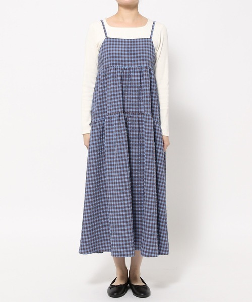 LOWRYS FARM（ローリーズファーム）の「チェックティアードポコキャミワンピース 102212（ワンピース・レディース・グリーン/ブルー/ブラック・FREE）」の5枚目の写真