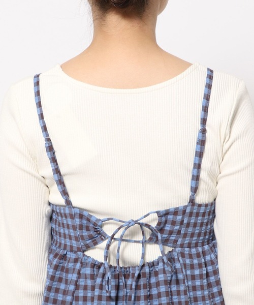 LOWRYS FARM（ローリーズファーム）の「チェックティアードポコキャミワンピース 102212（ワンピース・レディース・グリーン/ブルー/ブラック・FREE）」の11枚目の写真