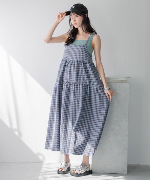 LOWRYS FARM（ローリーズファーム）の「チェックティアードポコキャミ