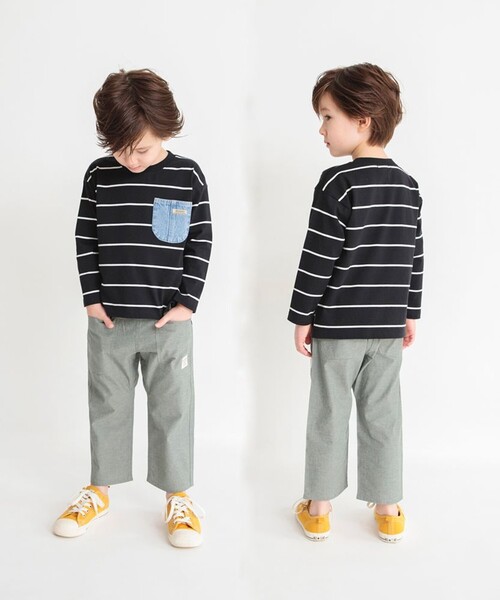 BRANSHES（ブランシェス）の「【爽やかシャンブレー】クロップドパンツ（その他パンツ・キッズ・ブラック/ターコイズブルー/カーキオリーブ/ベージュ・120/150/140/100/110/90/130）」の10枚目の写真