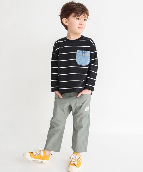 BRANSHES（ブランシェス）の「【爽やかシャンブレー】クロップドパンツ（その他パンツ・キッズ・ブラック/ターコイズブルー/カーキオリーブ/ベージュ・120/150/140/100/110/90/130）」の9枚目の写真