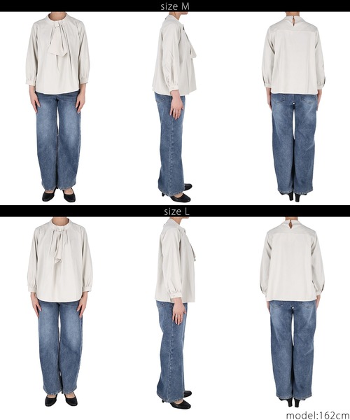 coca（coca）（コカ）の「ボウタイ風アクセ付きブラウス　| セレモニー オフィス ママスーツ スーツ フォーマルウェア 卒業式（シャツ/ブラウス・レディース・グレイッシュベージュ/ホワイト/ライトベージュ・M/L）」の6枚目の写真