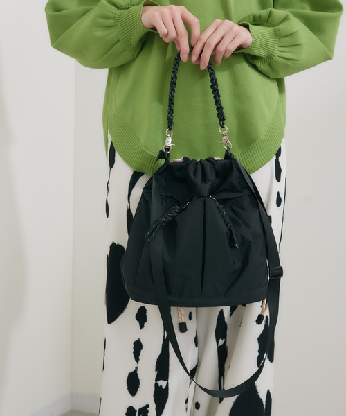 Paradise Picnic（パラダイスピクニック）の「CONTROL FREAK ナイロン2WAYミニバッグ（ショルダーバッグ・レディース・ブラック/ベージュ・FREE）」の5枚目の写真