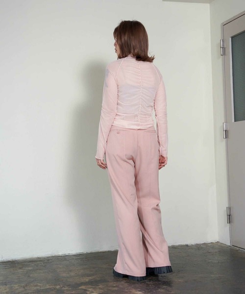 mimi toujours（ミミトゥジュール）の「フロントスリット ワイドパンツ mimi toujours×itsPeachi（その他パンツ・レディース・グレー/ピンク・M/S）」の11枚目の写真