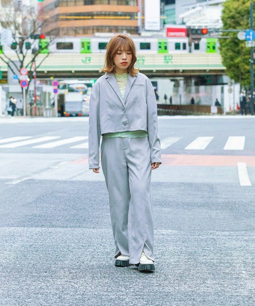 mimi toujours（ミミトゥジュール）の「フロントスリット ワイドパンツ mimi toujours×itsPeachi（その他パンツ・レディース・グレー/ピンク・M/S）」の13枚目の写真