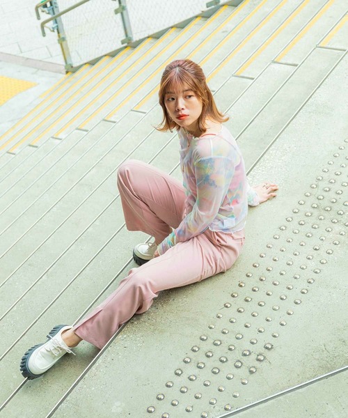 mimi toujours（ミミトゥジュール）の「フロントスリット ワイドパンツ mimi toujours×itsPeachi（その他パンツ・レディース・グレー/ピンク・M/S）」の14枚目の写真