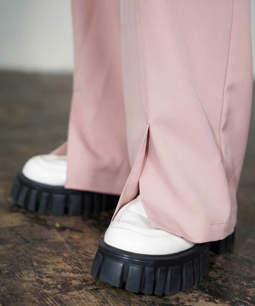 mimi toujours（ミミトゥジュール）の「フロントスリット ワイドパンツ mimi toujours×itsPeachi（その他パンツ・レディース・グレー/ピンク・M/S）」の6枚目の写真