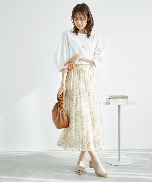 ROPE' PICNIC（ロペピクニック）の「レース×オーガンジープリーツリバーシブルスカート（スカート・レディース・チャコールグレー/ピンク/キナリ・38）」の10枚目の写真