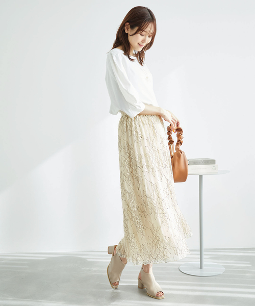 ROPE' PICNIC（ロペピクニック）の「レース×オーガンジープリーツリバーシブルスカート（スカート・レディース・チャコールグレー/ピンク/キナリ・38）」の11枚目の写真