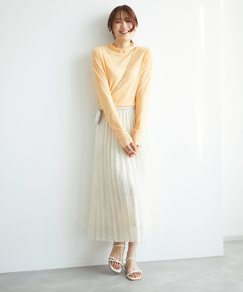 ROPE' PICNIC（ロペピクニック）の「レース×オーガンジープリーツリバーシブルスカート（スカート・レディース・チャコールグレー/ピンク/キナリ・38）」の14枚目の写真