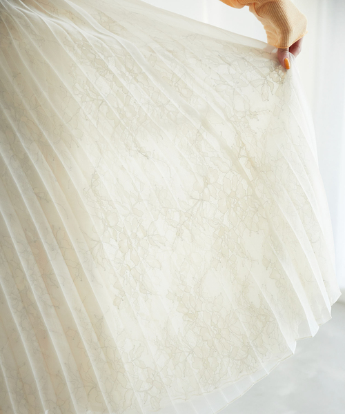 ROPE' PICNIC（ロペピクニック）の「レース×オーガンジープリーツリバーシブルスカート（スカート・レディース・チャコールグレー/ピンク/キナリ・38）」の17枚目の写真