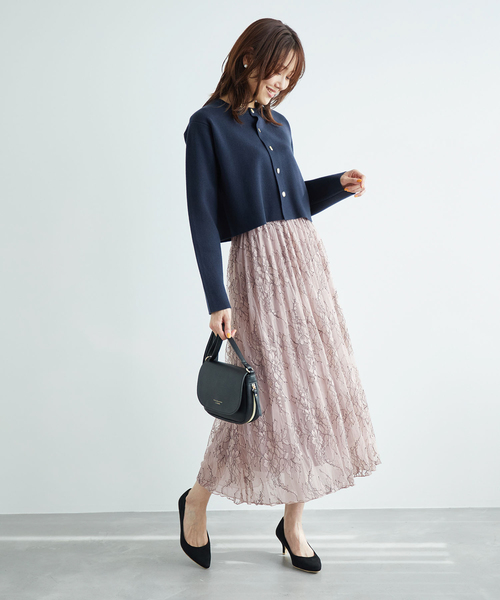 ROPE' PICNIC（ロペピクニック）の「レース×オーガンジープリーツリバーシブルスカート（スカート・レディース・チャコールグレー/ピンク/キナリ・38）」の18枚目の写真