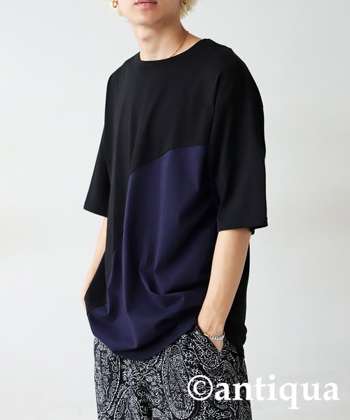 antiqua(アンティカ)の「接触冷感ウェーブ切替Tシャツ(Tシャツ/カットソー・レディース・オフホワイト/ブラック・FREE)」の10枚目の写真
