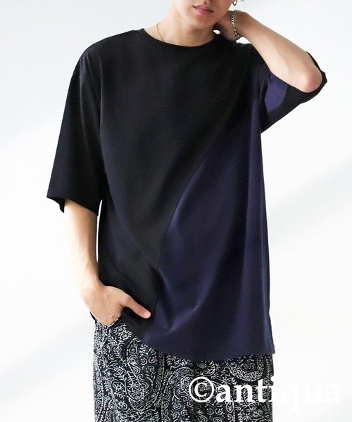 antiqua(アンティカ)の「接触冷感ウェーブ切替Tシャツ(Tシャツ/カットソー・レディース・オフホワイト/ブラック・FREE)」の12枚目の写真