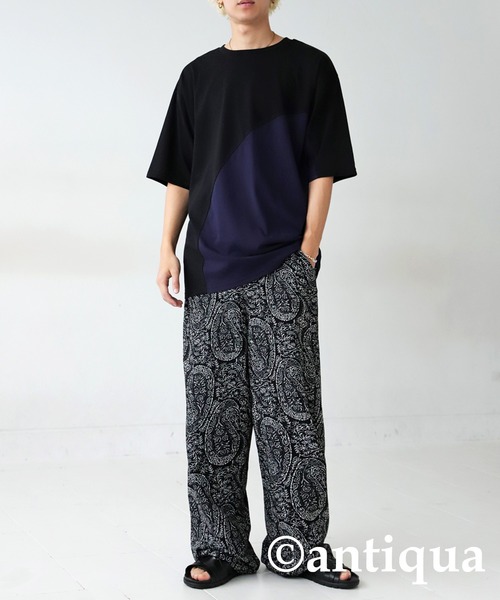 antiqua(アンティカ)の「接触冷感ウェーブ切替Tシャツ(Tシャツ/カットソー・レディース・オフホワイト/ブラック・FREE)」の11枚目の写真