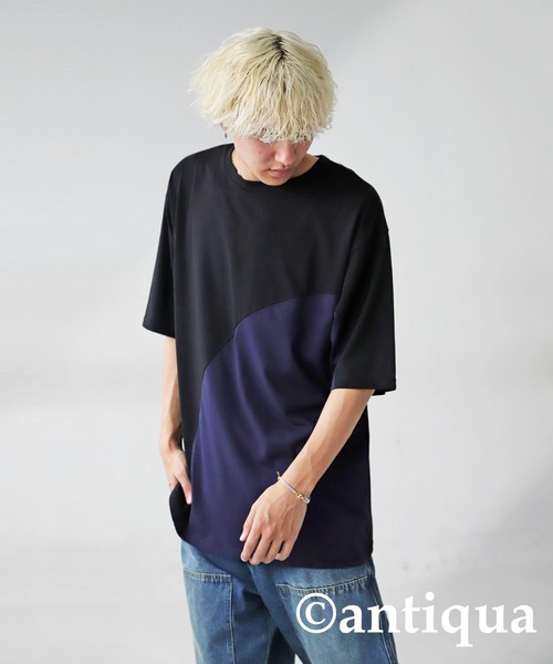 antiqua(アンティカ)の「接触冷感ウェーブ切替Tシャツ(Tシャツ/カットソー・レディース・オフホワイト/ブラック・FREE)」の16枚目の写真