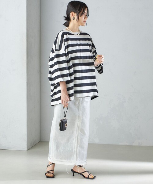 tシャツ 「SHIPS別注」onit:「手洗い可能」ボーダー ビッグ シルエット TEE レディース Amazon | [シップス] 別注 onit:〈手洗い可能〉ボーダー ビッグ