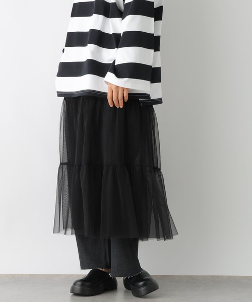LEPSIM(レプシィム)の「チュールリバーシブルレイヤードスカート 104969(スカート・レディース・ホワイト×ブラック/アイボリー/ブラック・FREE)」の6枚目の写真