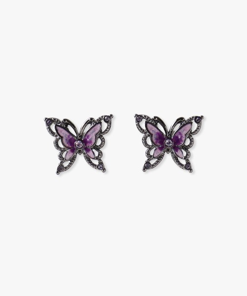 ANNA SUI(アナスイ)の「蝶モチーフ 2WAYピアス(ピアス(両耳用)・レディース・ベージュ系/パープル・FREE)」の6枚目の写真