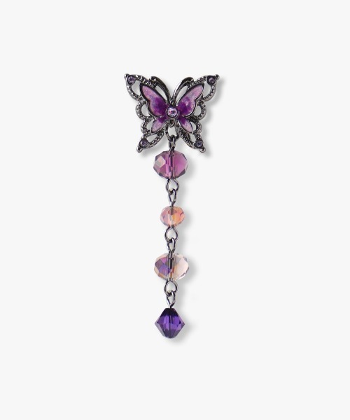 ANNA SUI(アナスイ)の「蝶モチーフ 2WAYピアス(ピアス(両耳用)・レディース・ベージュ系/パープル・FREE)」の7枚目の写真