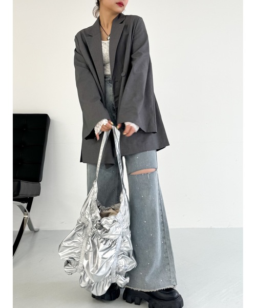 JUMELLE（ジュメロ）の「luster shirring bag（ショルダーバッグ・レディース・ホワイト/シルバー・フリー）」の7枚目の写真