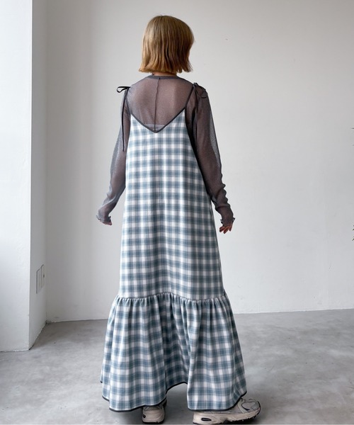 EPIMI E'PIMMY（エピミエピミー）の「パイピングチェックティアードキャミワンピース（ワンピース・レディース・ブラック/ブルー/ネイビー・MEDIUM）」の15枚目の写真