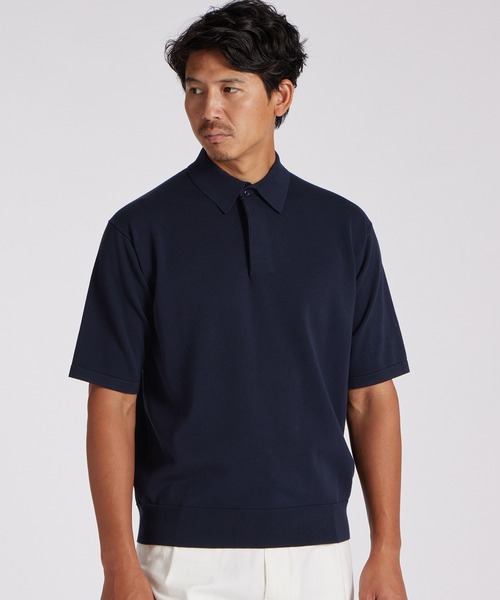 LANVIN collection（ランバン コレクション）の「SOMERSET FLY FRONT POLO SWEATER【サマセット フライ フロント ポロ セーター】（ニット/セーター・メンズ・ネイビー/ブルー・48/50）」の2枚目の写真