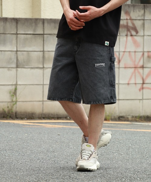 THRASHER(スラッシャー)の「【THRASHER/スラッシャー】ペインターデニムハーフパンツ(デニムパンツ・メンズ・ケミカルウォッシュ/ブラック/ワンウォッシュ/ブラック系1/ブラック系/ブルー系/レオパード・LL/M/L)」の3枚目の写真