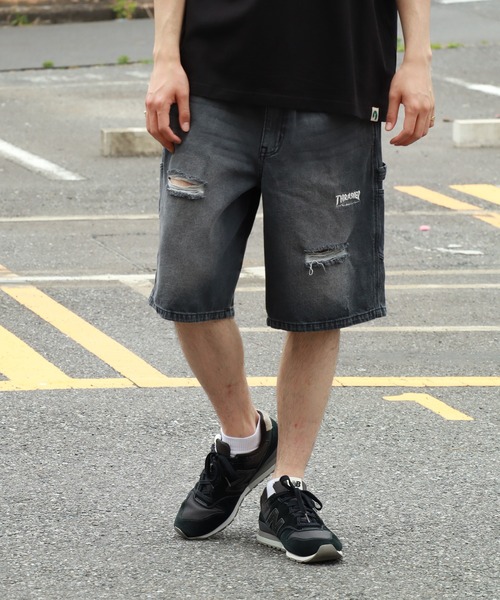 THRASHER(スラッシャー)の「【THRASHER/スラッシャー】ペインターデニムハーフパンツ(デニムパンツ・メンズ・ケミカルウォッシュ/ブラック/ワンウォッシュ/ブラック系1/ブラック系/ブルー系/レオパード・LL/M/L)」の4枚目の写真