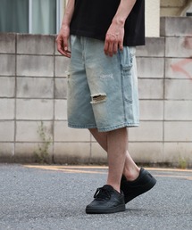 再入荷 ダメージ加工 デニム」に該当するパンツ（ハーフ・ひざ丈