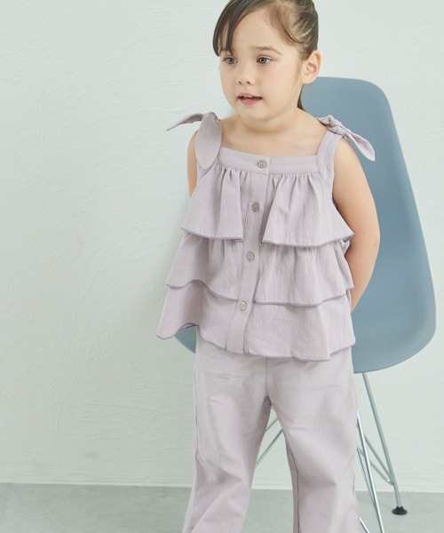ティアードフリル 配色メロー フリルパンツ セットアップ