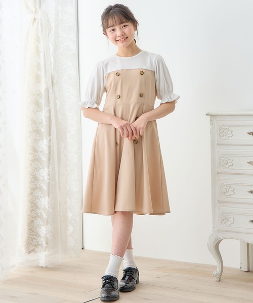 MONCLER ネイビー 半袖ワンピース ウエストベルト付き　6歳　116cm SISTER JENNI ワンピース ポーチベルト付き肩あきシャツワンピ