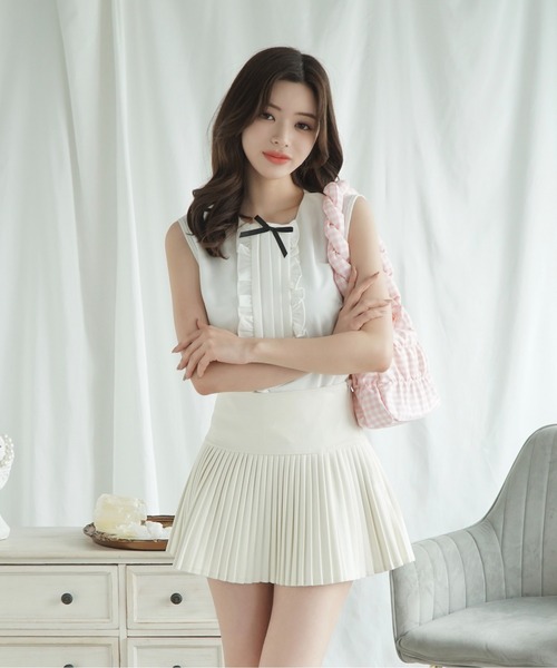 Jasmine Grandiflorum(ジャスミングランディフローラム)の「【Jasmine】リボン付フリルノンスリーブブラウス(シャツ/ブラウス・レディース・ブルー/ブラック/ホワイト/ダークグレー・FREE)」の11枚目の写真