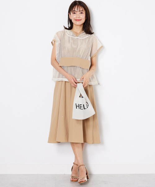 BELLUNA PLUS(ベルーナ)の「メッシュ使いワンピースアンサンブル(ワンピース・レディース・ベージュ系/ネイビー系・MEDIUM/LARGE/X-LARGE)」の11枚目の写真