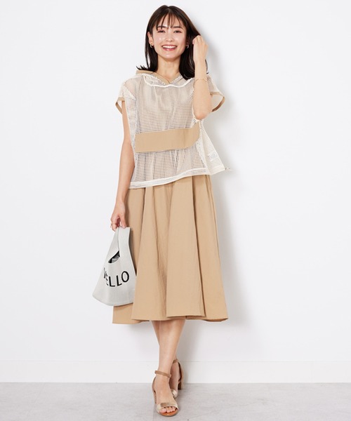 BELLUNA PLUS(ベルーナ)の「メッシュ使いワンピースアンサンブル(ワンピース・レディース・ベージュ系/ネイビー系・MEDIUM/LARGE/X-LARGE)」の12枚目の写真