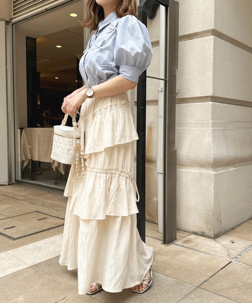 apres jour（アプレジュール）の「リボンデザインブラウス【ZOZOTOWN限定アイテム】（シャツ/ブラウス・レディース・ブルー/オフホワイト/ブラック・X-LARGE/フリー）」の4枚目の写真