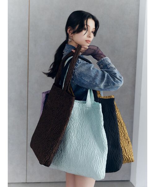 MURUA（ムルーア）の「mumuロゴトートバッグ（ハンドバッグ・レディース・ブルー/ブラック/ライトブルー/ブラウン/マスタード/パープル・FREE）」の11枚目の写真