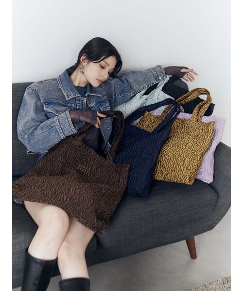 MURUA（ムルーア）の「mumuロゴトートバッグ（ハンドバッグ・レディース・ブルー/ブラック/ライトブルー/ブラウン/マスタード/パープル・FREE）」の14枚目の写真