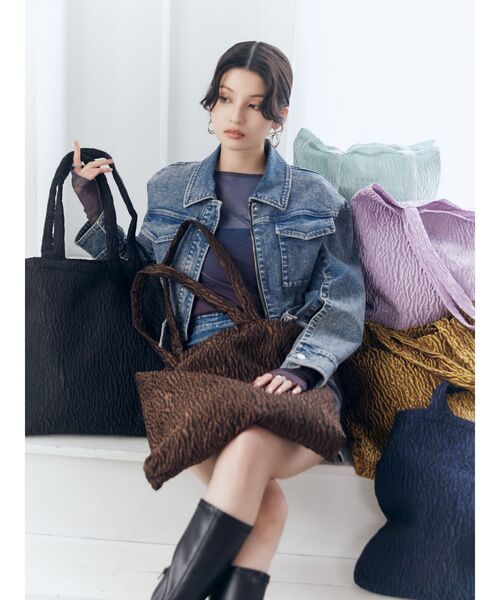 MURUA（ムルーア）の「mumuロゴトートバッグ（ハンドバッグ・レディース・ブルー/ブラック/ライトブルー/ブラウン/マスタード/パープル・FREE）」の15枚目の写真